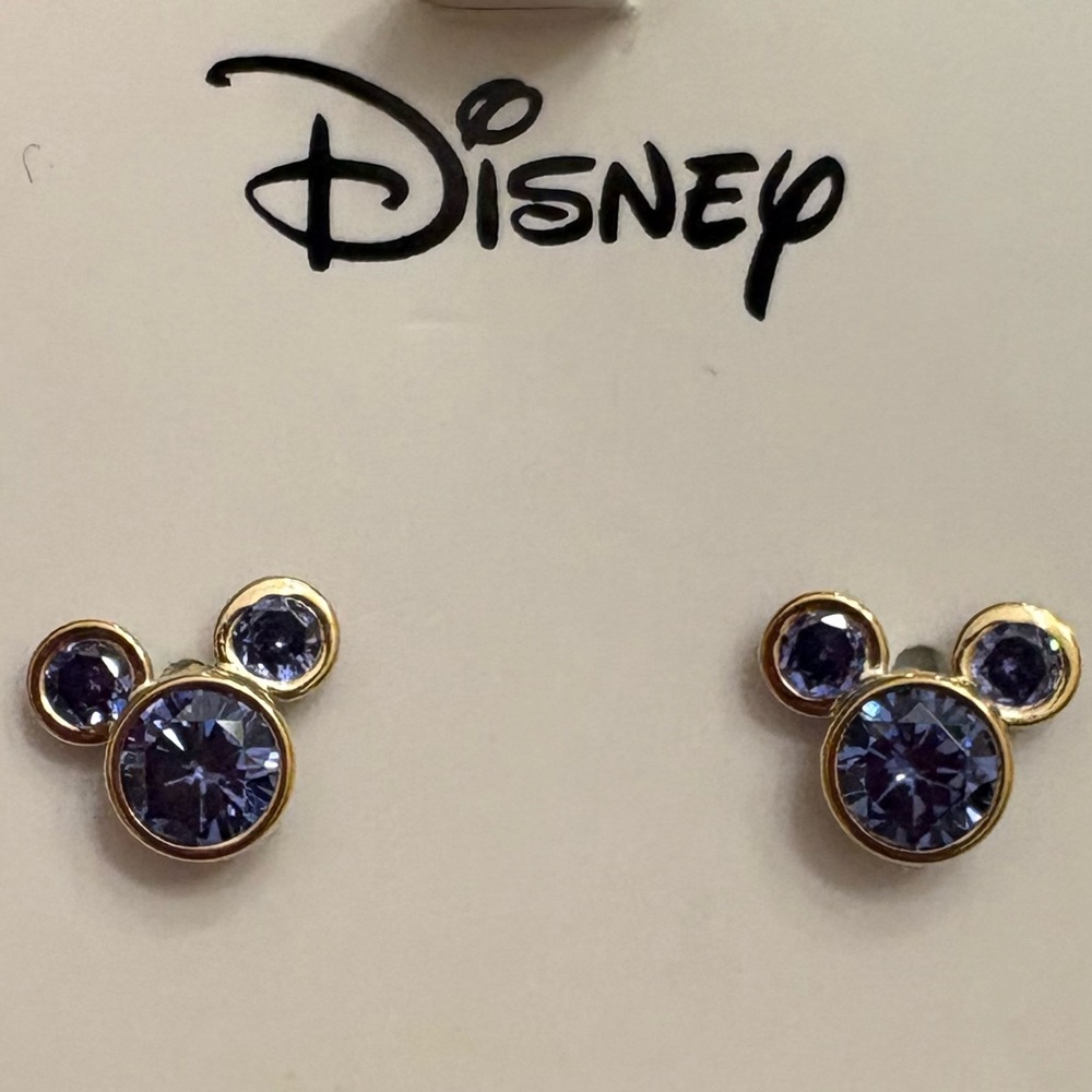 10KT yellow gold earrings Mickey Mouse Disney studs 10K cubic zirconia September